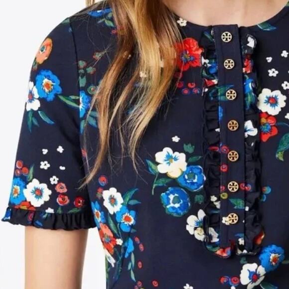 Tory Burch Pansy Bouquet Miranda Dress Size Large NEW WITH TAGS! - Picture 2 of 8